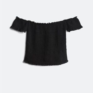 Black Off-Shoulder Crop Top
